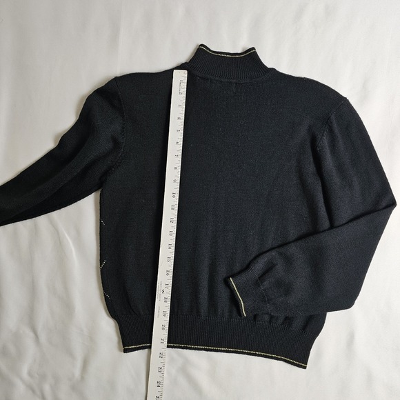 Vtg Liz Claiborne Black Gold Beaded Wool Blend Sweater Womens M - Picture 4 of 7